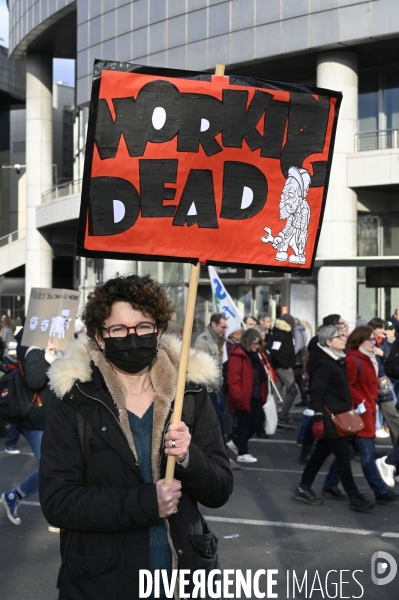 La manifestation contre la reforme des retraites, paris le11/02/2023