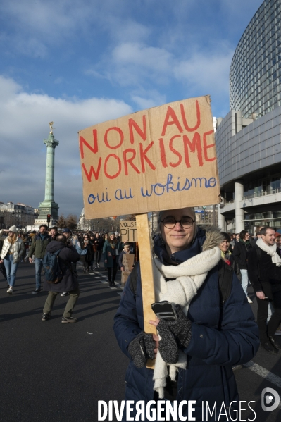 La manifestation contre la reforme des retraites, paris le11/02/2023