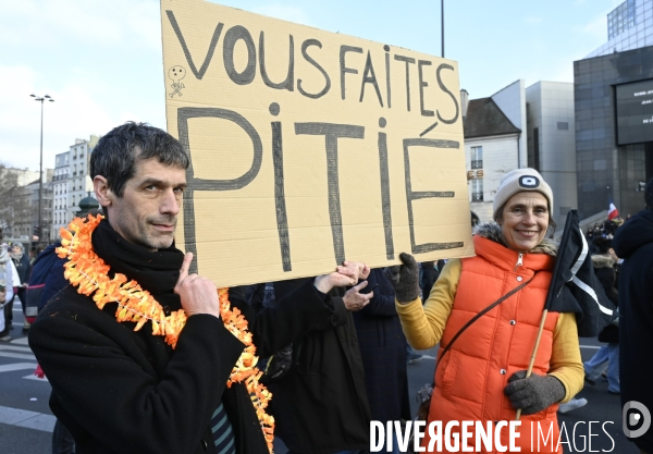 La manifestation contre la reforme des retraites, paris le11/02/2023