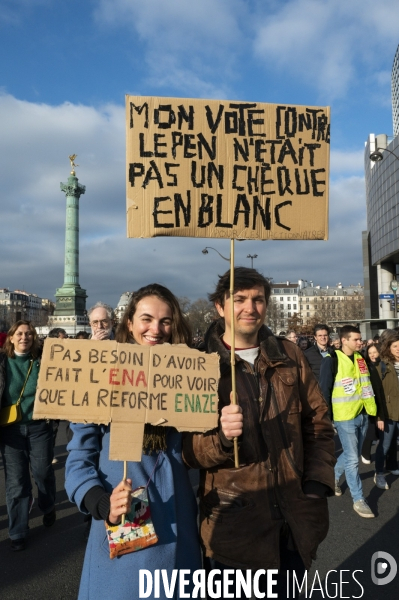 La manifestation contre la reforme des retraites, paris le11/02/2023