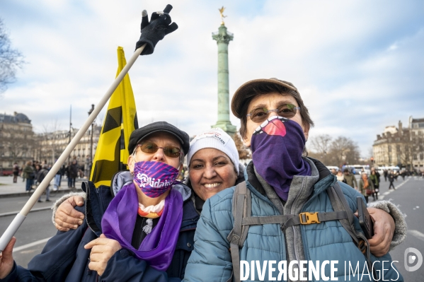 La manifestation contre la reforme des retraites, paris le11/02/2023