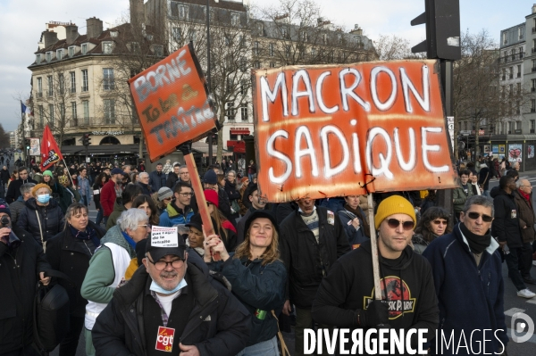 La manifestation contre la reforme des retraites, paris le11/02/2023