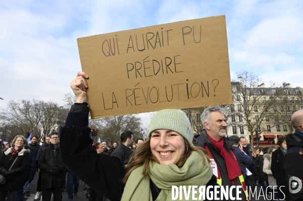 La manifestation contre la reforme des retraites, paris le11/02/2023