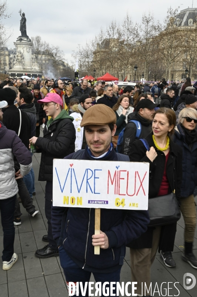 La manifestation contre la reforme des retraites, paris le11/02/2023