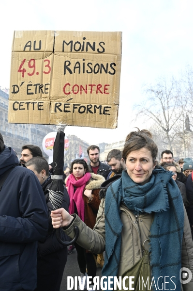 La manifestation contre la reforme des retraites, paris le11/02/2023