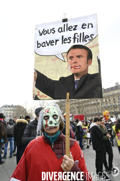 La manifestation contre la reforme des retraites, paris le11/02/2023