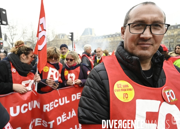 La manifestation contre la reforme des retraites, paris le11/02/2023