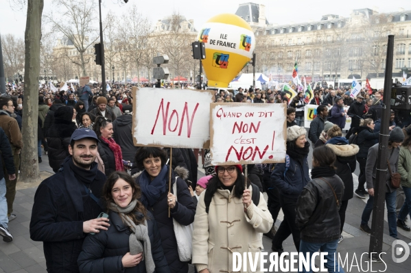 La manifestation contre la reforme des retraites, paris le11/02/2023