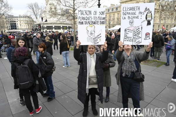 La manifestation contre la reforme des retraites, paris le11/02/2023