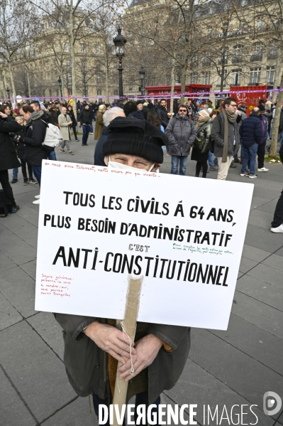 La manifestation contre la reforme des retraites, paris le11/02/2023