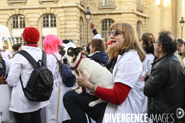 Manifestation des médecins contre la loi RIST, et pour demander une augmentation du prix de la consultation . Demonstration of doctors in Paris.