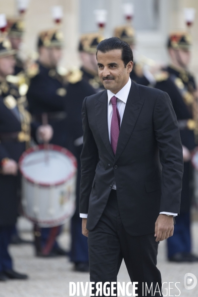 Emmanuel MACRON reçoit l émir du Qatar Tamim bin Hamad AL THANI.