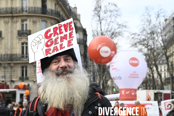 LA MANIFESTATION CONTRE LA REFORME DES RETRAITES, PARIS le 16/02/2023, 5e journée de mobilisation