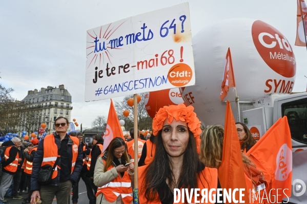 LA MANIFESTATION CONTRE LA REFORME DES RETRAITES, PARIS le 16/02/2023, 5e journée de mobilisation