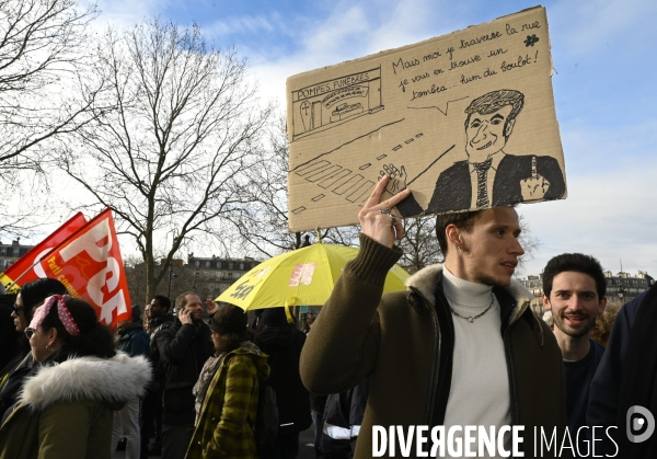 LA MANIFESTATION CONTRE LA REFORME DES RETRAITES, PARIS le 16/02/2023, 5e journée de mobilisation