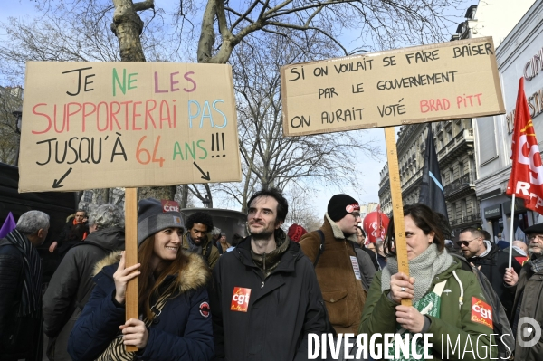 LA MANIFESTATION CONTRE LA REFORME DES RETRAITES, PARIS le 16/02/2023, 5e journée de mobilisation