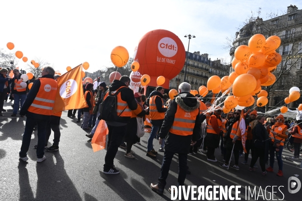 LA MANIFESTATION CONTRE LA REFORME DES RETRAITES, PARIS le 16/02/2023, 5e journée de mobilisation