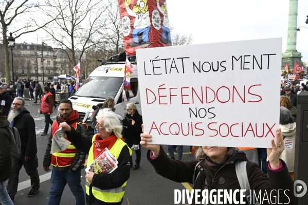 LA MANIFESTATION CONTRE LA REFORME DES RETRAITES, PARIS le 16/02/2023, 5e journée de mobilisation