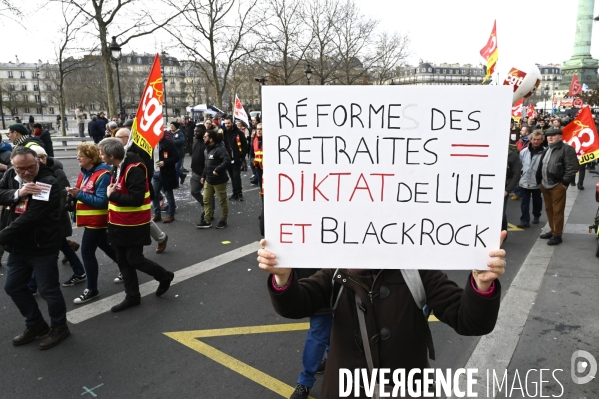 LA MANIFESTATION CONTRE LA REFORME DES RETRAITES, PARIS le 16/02/2023, 5e journée de mobilisation