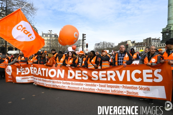 LA MANIFESTATION CONTRE LA REFORME DES RETRAITES, PARIS le 16/02/2023, 5e journée de mobilisation