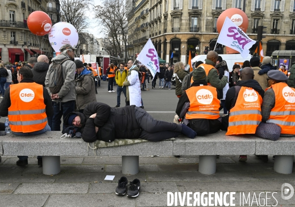 LA MANIFESTATION CONTRE LA REFORME DES RETRAITES, PARIS le 16/02/2023, 5e journée de mobilisation