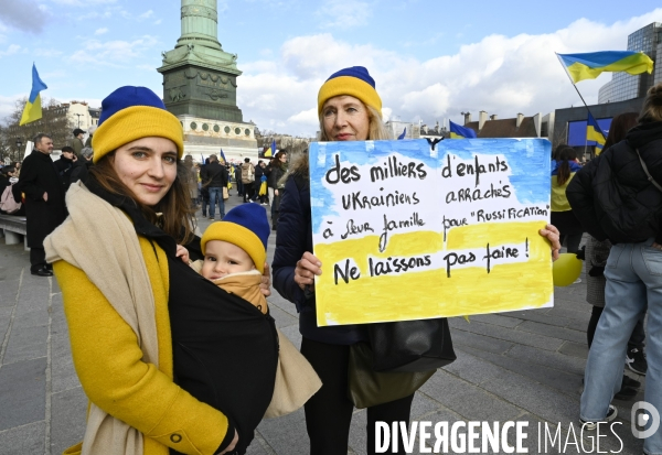 Guerre en UKRAINE. Manifestation pour l anniversaire de l invasion RUSSE en UKRAINE. Le 25.02.2023. Demonstration for the anniversary of the Russian invasion in Ukraine.