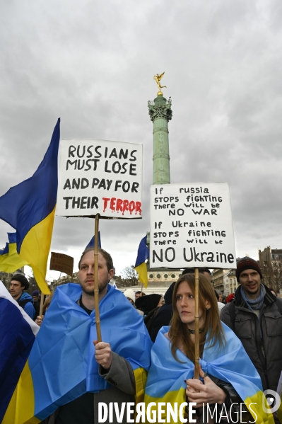 Guerre en UKRAINE. Manifestation pour l anniversaire de l invasion RUSSE en UKRAINE. Le 25.02.2023. Demonstration for the anniversary of the Russian invasion in Ukraine.