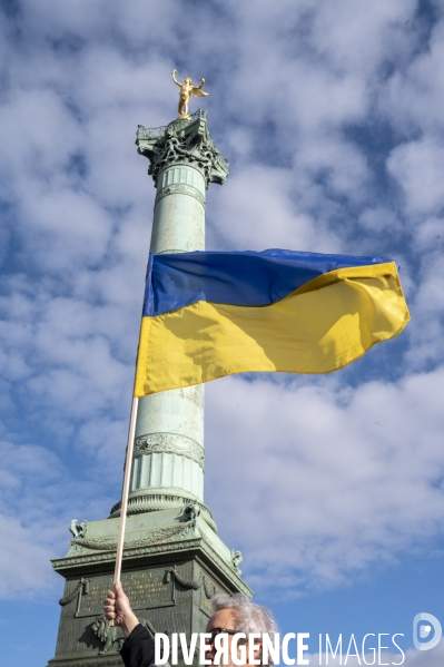 Guerre en UKRAINE. Manifestation pour l anniversaire de l invasion RUSSE en UKRAINE. Le 25.02.2023. Demonstration for the anniversary of the Russian invasion in Ukraine.