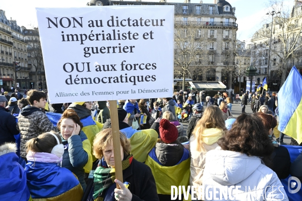 Guerre en UKRAINE. Manifestation pour l anniversaire de l invasion RUSSE en UKRAINE. Le 25.02.2023. Demonstration for the anniversary of the Russian invasion in Ukraine.