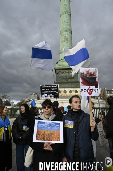 Guerre en UKRAINE. Manifestation pour l anniversaire de l invasion RUSSE en UKRAINE. Le 25.02.2023. Demonstration for the anniversary of the Russian invasion in Ukraine.