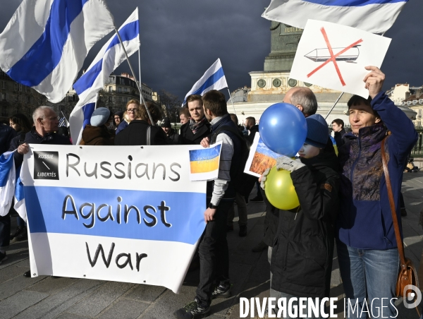 Guerre en UKRAINE. Manifestation pour l anniversaire de l invasion RUSSE en UKRAINE. Le 25.02.2023. Demonstration for the anniversary of the Russian invasion in Ukraine.