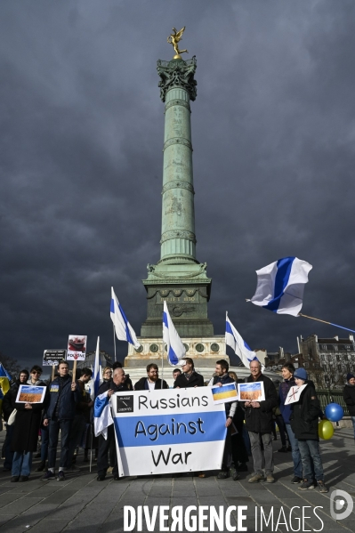 Guerre en UKRAINE. Manifestation pour l anniversaire de l invasion RUSSE en UKRAINE. Le 25.02.2023. Demonstration for the anniversary of the Russian invasion in Ukraine.