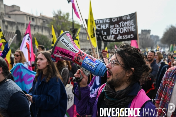 Manifestation intersyndicale contre la réforme des retraites. Avignon, le mardi 7 mars 2023