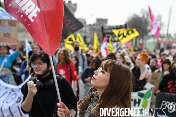 Manifestation intersyndicale contre la réforme des retraites. Avignon, le mardi 7 mars 2023