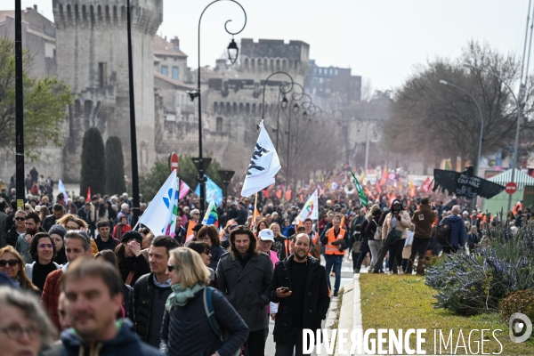 Manifestation intersyndicale contre la réforme des retraites. Avignon, le mardi 7 mars 2023
