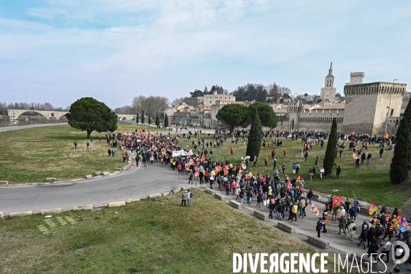 Manifestation intersyndicale contre la réforme des retraites. Avignon, le mardi 7 mars 2023