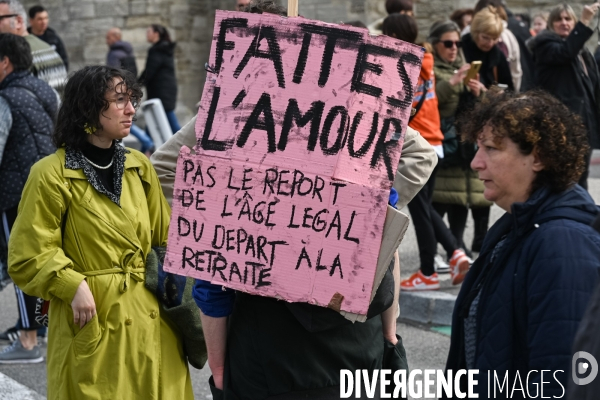 Manifestation intersyndicale contre la réforme des retraites. Avignon, le mardi 7 mars 2023