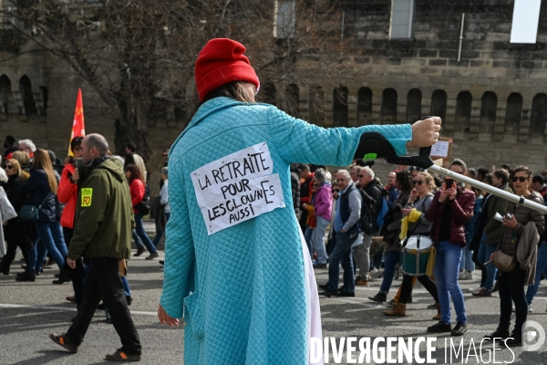 Manifestation intersyndicale contre la réforme des retraites. Avignon, le mardi 7 mars 2023