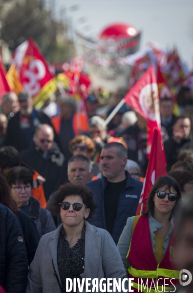 Manifestation contre la reforme des retraites a Perpignan le 07 Mars 2023