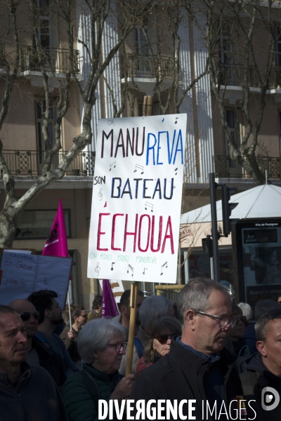 Manifestation contre la reforme des retraites a Perpignan le 07 Mars 2023