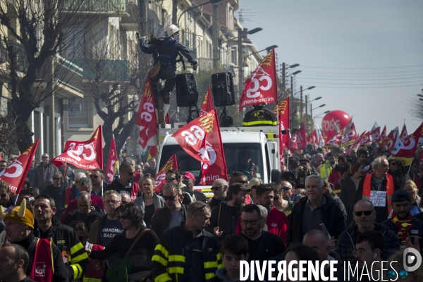 Manifestation contre la reforme des retraites a Perpignan le 07 Mars 2023