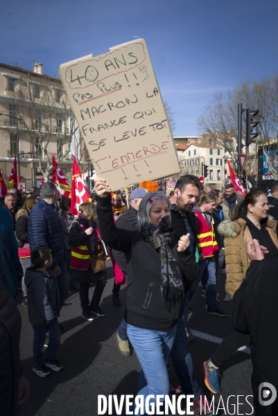 Manifestation contre la reforme des retraites a Perpignan le 07 Mars 2023