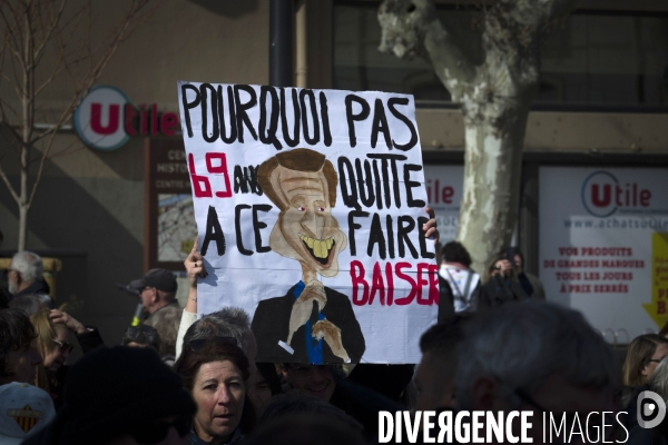 Manifestation contre la reforme des retraites a Perpignan le 07 Mars 2023