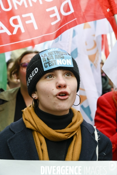 La jeunesse et les professeurs à la MANIFESTATION CONTRE LA REFORME DES RETRAITES, PARIS le 07/03/2023, 6e journée de mobilisation