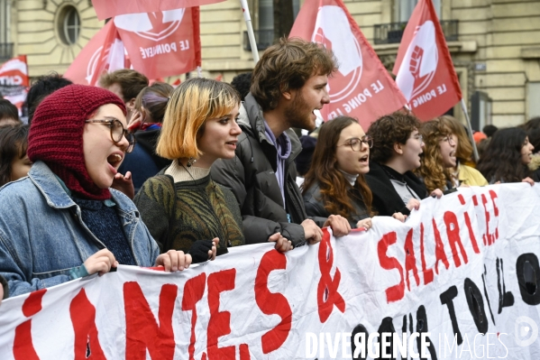 La jeunesse et les professeurs à la MANIFESTATION CONTRE LA REFORME DES RETRAITES, PARIS le 07/03/2023, 6e journée de mobilisation