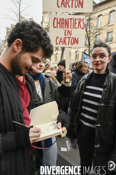 La jeunesse et les professeurs à la MANIFESTATION CONTRE LA REFORME DES RETRAITES, PARIS le 07/03/2023, 6e journée de mobilisation