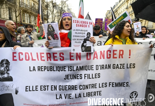 Manifestation pour La Journée internationale des droits des femmes, le 8 Mars 2023. International women sday in Paris.