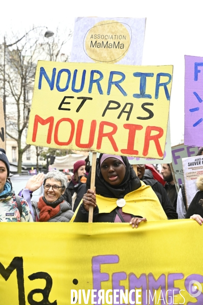 Manifestation pour La Journée internationale des droits des femmes, le 8 Mars 2023. International women sday in Paris.