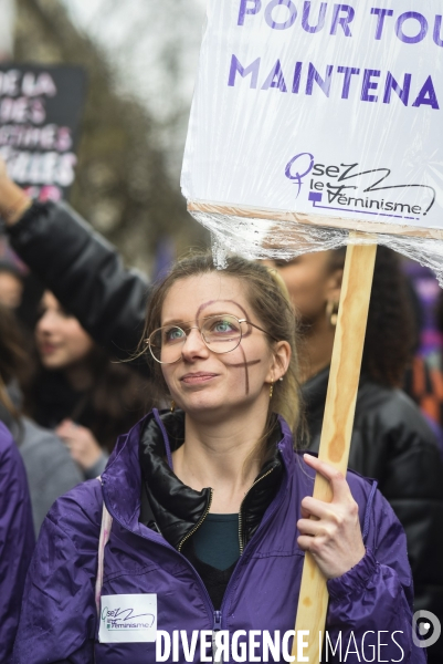 Manifestation pour La Journée internationale des droits des femmes, le 8 Mars 2023. International women sday in Paris.