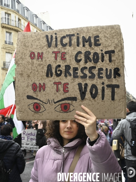 Manifestation pour La Journée internationale des droits des femmes, le 8 Mars 2023. International women sday in Paris.